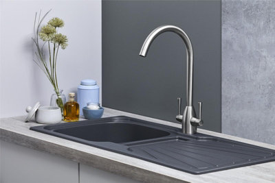 Liquida CMP5GR 1.0 Bowl Reversible Graphite Grey Kitchen Sink With Waste Kit