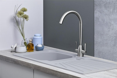 Liquida CMP5LG 1.0 Bowl Reversible Light Grey Kitchen Sink With Waste Kit