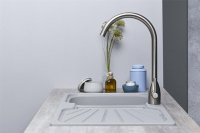 Liquida CMP5LG 1.0 Bowl Reversible Light Grey Kitchen Sink With Waste Kit
