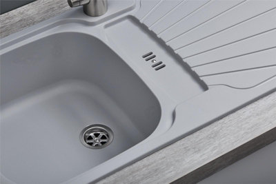 Liquida CMP5LG 1.0 Bowl Reversible Light Grey Kitchen Sink With Waste Kit