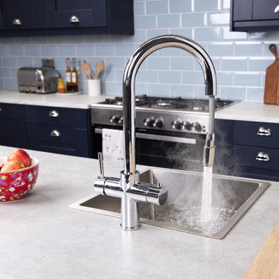 Liquida CPL311CH 3 in 1 Chrome Instant Boiling Water Pull Out Kitchen Tap