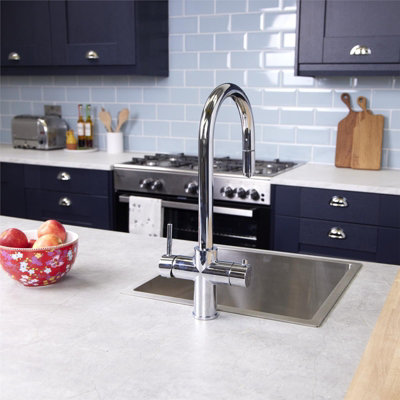 Liquida CPL311CH 3 in 1 Chrome Instant Boiling Water Pull Out Kitchen Tap
