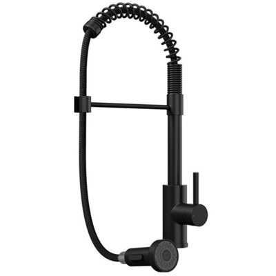 Liquida CT592MB Spring Style Black Kitchen Mixer Tap With Pull Out