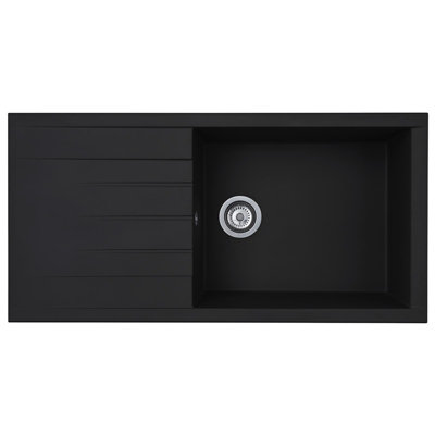Liquida CU10BL 1.0 Bowl Composite Reversible Inset Black Kitchen Sink ...