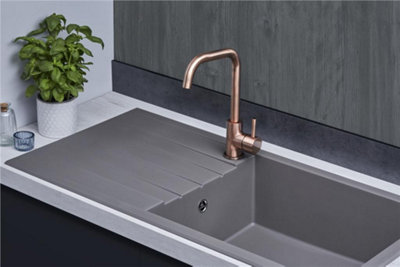 Liquida CU10GR 1.0 Bowl Composite Reversible Inset Grey Kitchen Sink With Waste
