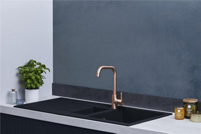 Liquida CU15BL 1.5 Bowl Composite Reversible Inset Black Kitchen Sink With Waste