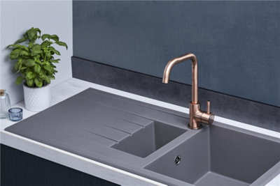 Liquida CU15GR 1.5 Bowl Composite Reversible Inset Grey Kitchen Sink With Waste