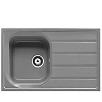 Liquida DK5GR 1.0 Bowl Compact SMC Inset Reversible Grey Kitchen Sink