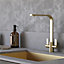 Liquida EB404BR Flat Style Dual Lever Brushed Brass Kitchen Mixer Tap