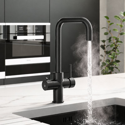 Liquida EBT311MB 3 In 1 Matt Black Instant Boiling Water Kitchen Tap