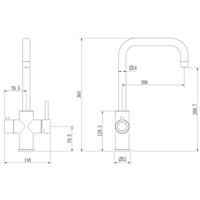 Liquida EBT411GM 4 in 1 Gun Metal Grey Instant Boiling Water Kitchen Tap