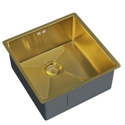 Liquida EL440BG 1.0 Bowl Brushed Gold PVD Undermount Kitchen Sink With Waste