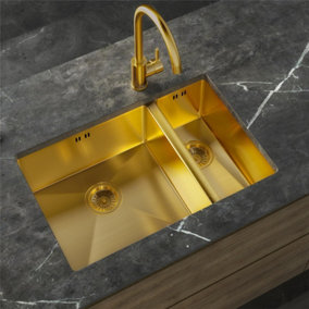 Liquida EL670BG 1.5 Bowl PVD Undermount Brushed Gold Kitchen Sink