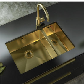 Liquida EL670BR 1.5 Bowl PVD Undermount Brushed Brass Kitchen Sink