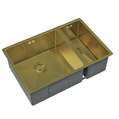 Liquida EL670BR 1.5 Bowl PVD Undermount Brushed Brass Kitchen Sink