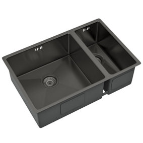 Liquida EL670GM 1.5 Bowl PVD Undermount Gun Metal Grey Kitchen Sink