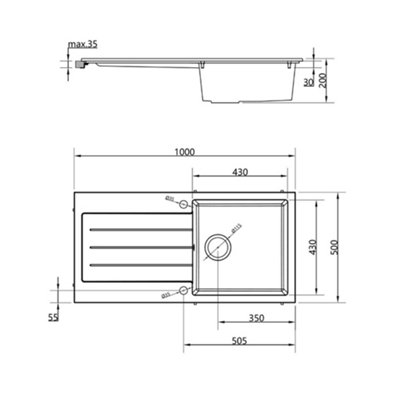 Liquida ELL10GR 1.0 Bowl Comite Reversible Inset Grey Kitchen Sink With Waste
