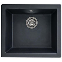 Liquida EN01BL 1.0 Bowl Black Kitchen Sink, Inset or Undermount Fitting
