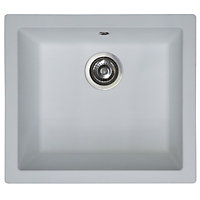 Liquida EN01WH 1.0 Bowl White Kitchen Sink, Inset or Undermount Fitting