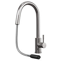 Liquida EPO11BS Single Lever Pull Out Mixer Brushed Steel Kitchen Mixer Tap