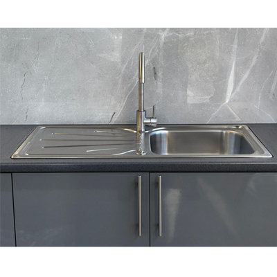 Liquida EUL10SS 1.0 Bowl Reversible Stainless Steel Kitchen Sink With Waste