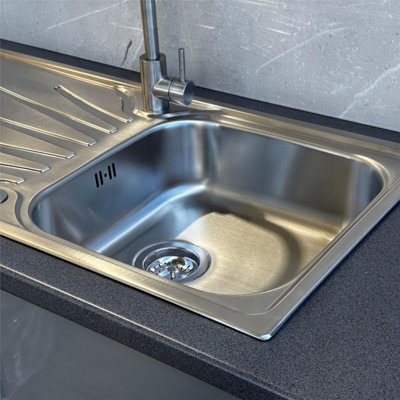 Liquida EUL10SS 1.0 Bowl Reversible Stainless Steel Kitchen Sink With Waste