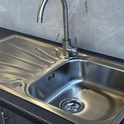 Liquida EUL10SS 1.0 Bowl Reversible Stainless Steel Kitchen Sink With Waste
