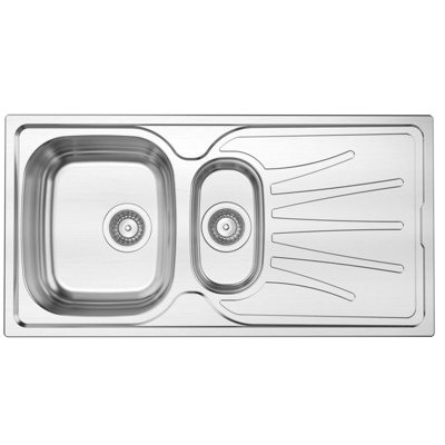 Liquida EUL15SS 1.5 Bowl Reversible Stainless Steel Kitchen Sink With Waste