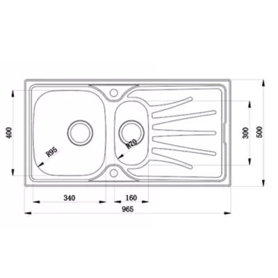 Liquida EUL15SS 1.5 Bowl Reversible Stainless Steel Kitchen Sink With Waste
