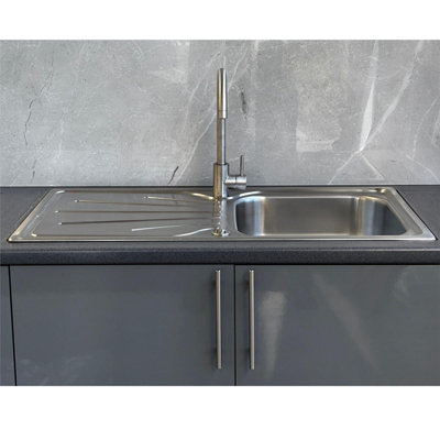 Liquida EUL15SS 1.5 Bowl Reversible Stainless Steel Kitchen Sink With Waste