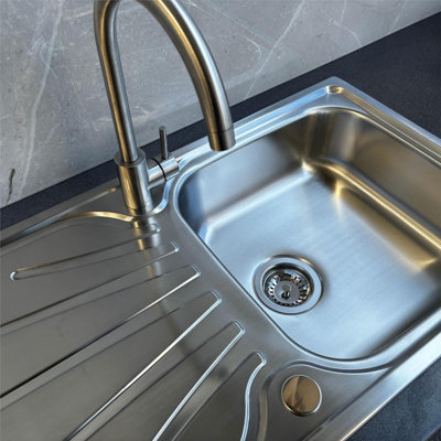 Liquida EUL15SS 1.5 Bowl Reversible Stainless Steel Kitchen Sink With Waste