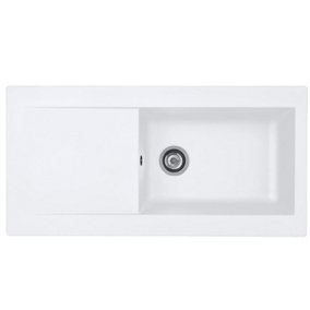 Liquida EW10WH 1.0 Bowl Composite Reversible Inset White Kitchen Sink With Waste