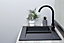 Liquida EW15BL 1.5 Bowl Composite Reversible Inset Black Kitchen Sink With Waste