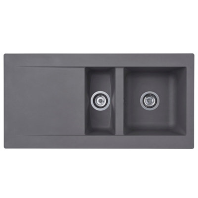 Liquida EW15GR 1.5 Bowl Composite Reversible Inset Grey Kitchen Sink With Waste