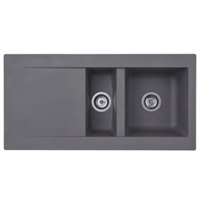 Liquida EW15GR 1.5 Bowl Composite Reversible Inset Grey Kitchen Sink With Waste