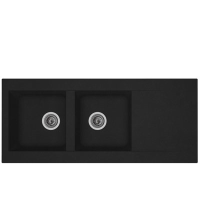Liquida EW20BL 2.0 Bowl Composite Inset Reversible Black Kitchen Sink