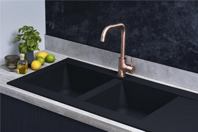 Liquida EW20BL 2.0 Bowl Composite Reversible Inset Black Kitchen Sink 1160x500mm