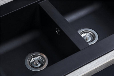 Liquida EW20BL 2.0 Bowl Composite Reversible Inset Black Kitchen Sink 1160x500mm