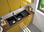 Liquida EW20BL 2.0 Bowl Composite Reversible Inset Black Kitchen Sink With Waste