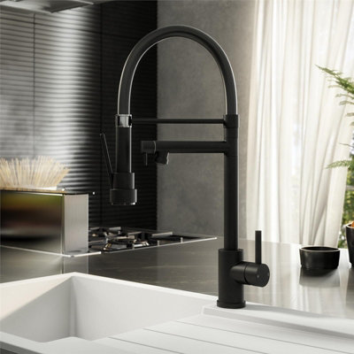 Liquida GD384MB Matt Black Multi Use Pull Out Kitchen Mixer Tap