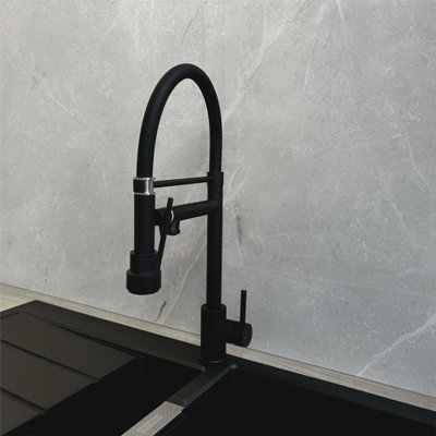 Liquida GD384MB Matt Black Multi Use Pull Out Kitchen Mixer Tap