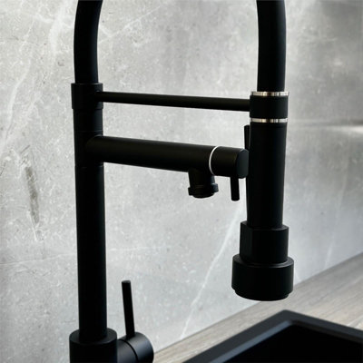 Liquida GD384MB Matt Black Multi Use Pull Out Kitchen Mixer Tap