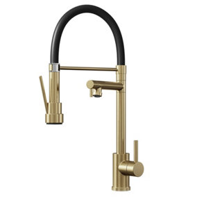 Liquida GD387BR Single Lever Multi Use Pull Out Brushed Brass Kitchen Mixer Tap
