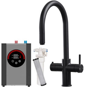Liquida HT35MB 3 In 1 Pull Out Spray Black Instant Boiling Water Kitchen Tap
