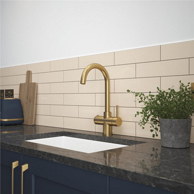 Liquida HT43BG 4 In 1 Brushed Gold Instant Boiling Water Kitchen Tap