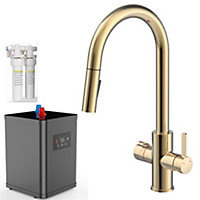 Liquida HT45BG 4 In 1 Gold Pull Out Spray Instant Boiling Water Kitchen Tap