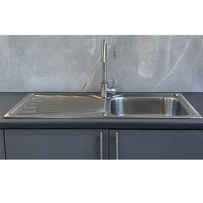 Liquida JAV10SS 1.0 Bowl Reversible Stainless Steel Kitchen Sink With Waste
