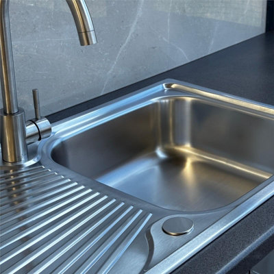 Liquida JAV10SS 1.0 Bowl Reversible Stainless Steel Kitchen Sink With Waste