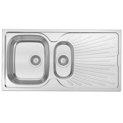 Liquida JAV15SS 1.5 Bowl Reversible Stainless Steel Kitchen Sink With Waste