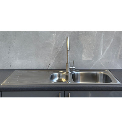 Liquida JAV15SS 1.5 Bowl Reversible Stainless Steel Kitchen Sink With Waste